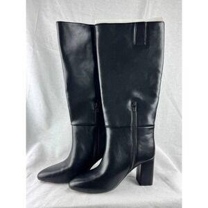 A New Day Women Black Knee High Block Heel Boots Pointed Toe Size 9